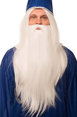 Harry Potter Dumbledore Perücke in weiß im Set mit weißem Bart für Herren