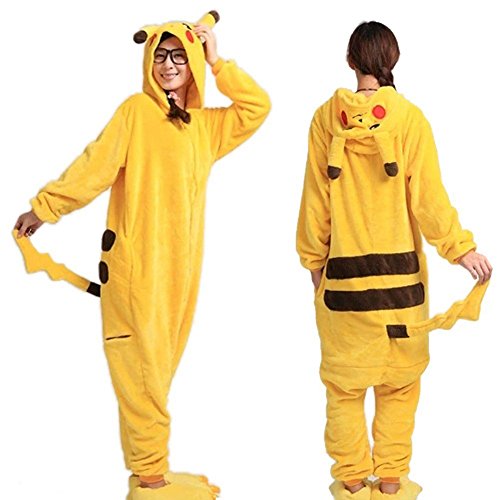 Pikachu Damen oder Herren Kostüm Overall Pyjama Karneval